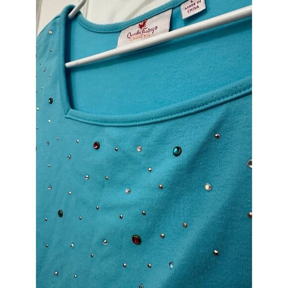 Quacker Factory by Jeanne Bice women’s size large blue t-shirt - Picture 5 of 9